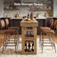 Table de bar 79 po de style campagne longue, table de pub en bois à hauteur de comptoir avec tablettes de rangement latérales à 4 niveaux
