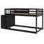 Lit simple superposé au-dessus avec compartiments de rangement supplémentaires - 4 tiroirs et 3 tablettes et look pour chambre à coucher-2134976817-2134976823