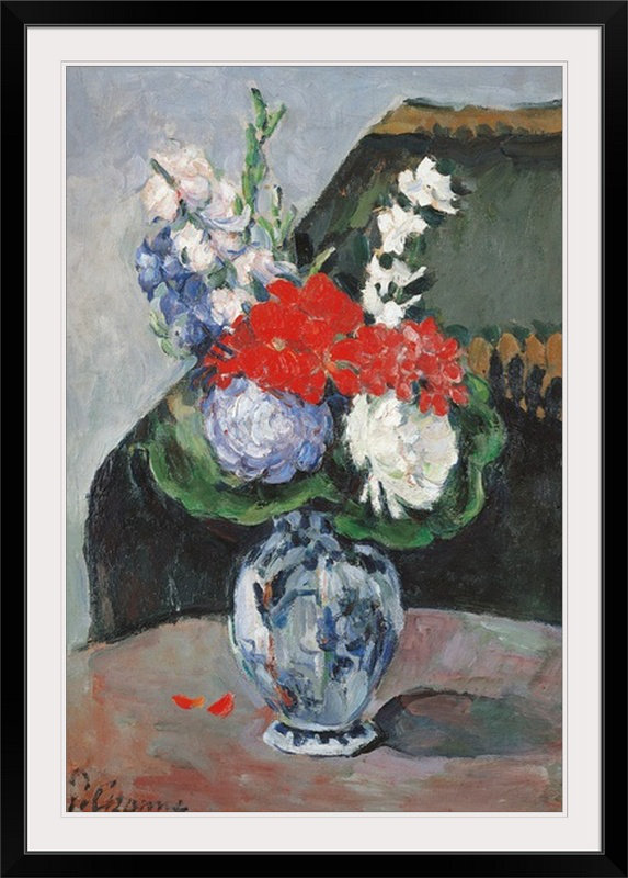 «Flowers in a Small Vase Delft, ca. 1873, musée d'Orsay, Paris, France "par Paul Cezanne, reproduction d'art, Cadre noir