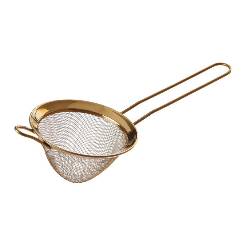Canora Grey Dobson Mesh Food Strainer, Gold, 8cm H x 24cm W x 10cm D