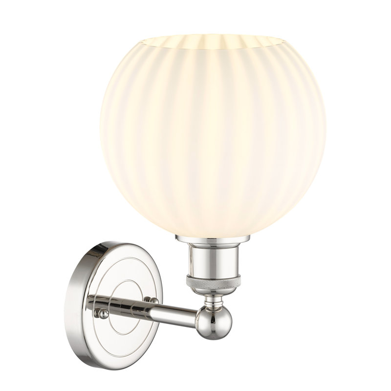 Applique murale 1 lumière Edison Venetian, H 12,25 po x l 8 po x P 8,5 po, Nickel poli