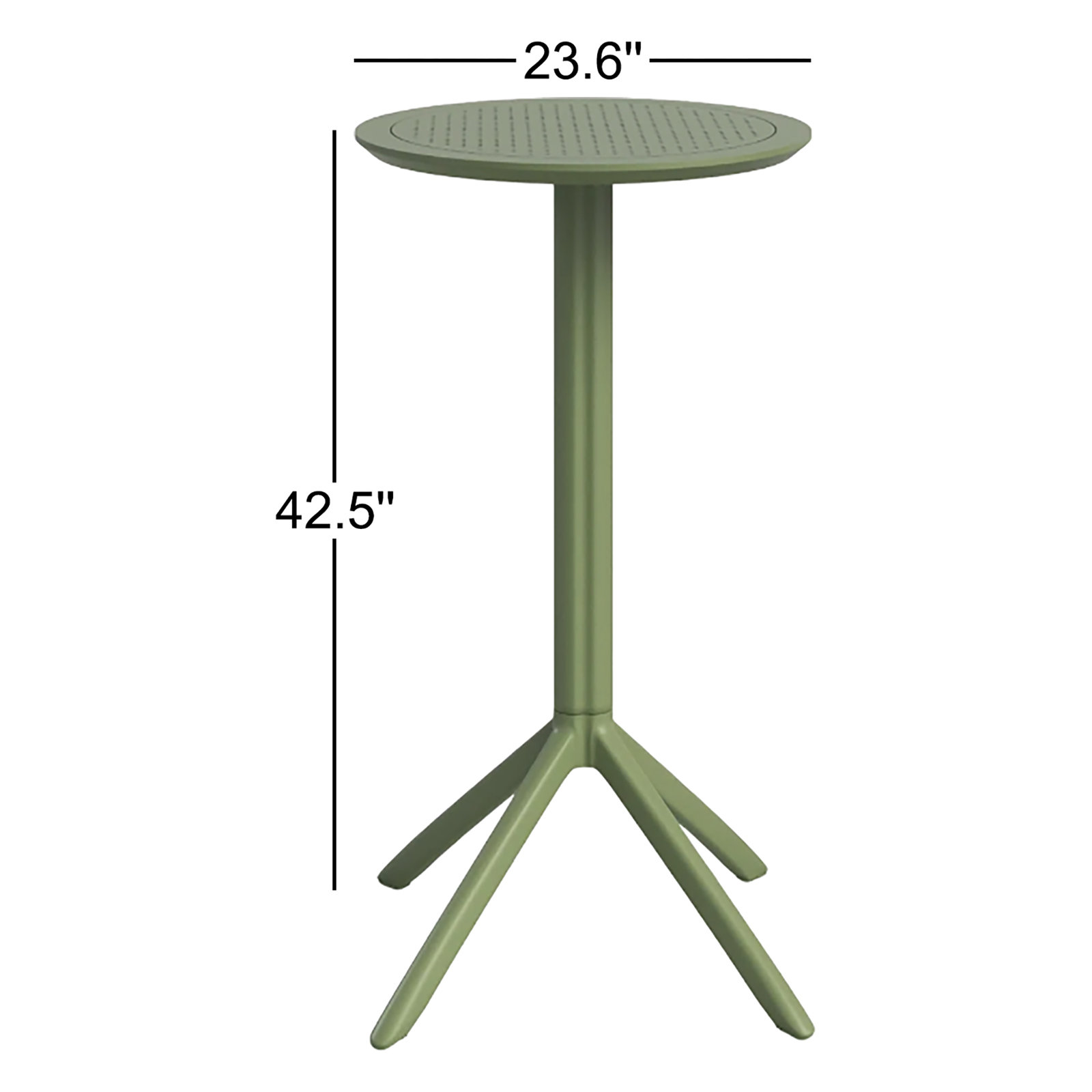 Plastic/Resin 2 - Person Round Table, Olive Green, 42.5'' H x 23.6'' W x 23.6'' L