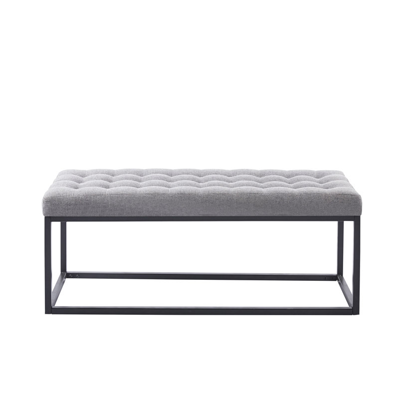 Shauny Fabric Bench with Metal Legs, Gray