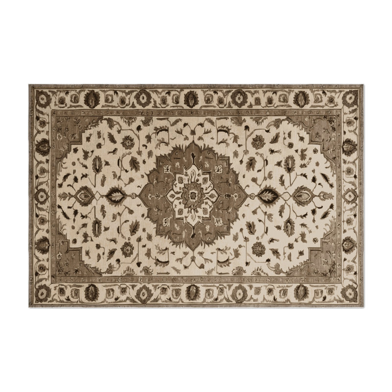 Tabriz Beige Indoor and Outdoor Area Rug, Rectangle 2' x 3'