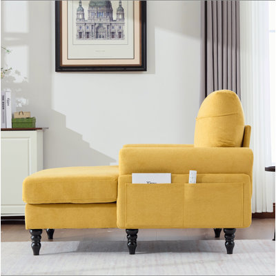 Canapé inclinable moderne en tissu de chenille moderne et minimaliste en tissu avec dossier et pieds de canapé en bois avec dossier confortable et accoudoirs Poches latérales de rangement pour bureau