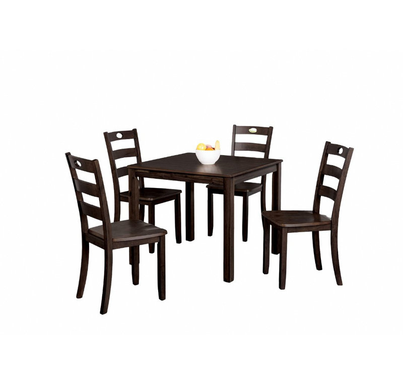 Ensemble de table de salle à manger 5 pièces de style transitionnel 1X Table carrée 4X, Espresso