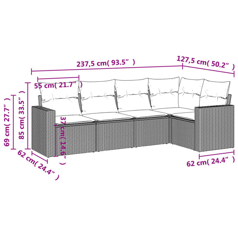 Vidaxl Garden Sofa Set Black, Cream White