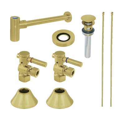 Kingston Brass CC43107DLLKB30 Modern Plumbing Sink Trim Kit with Bottle Trap, Brushed Brass