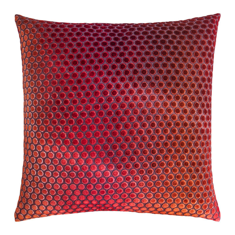 Dots Square Velvet Pillow Cover & Insert, Wildberry, 18"H x 18"W
