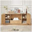Meuble télé 64 pouces, buffet arrondi avec rangement, armoire à rayures verticales en bois pour une utilisation polyvalente dans le salon / la chambre à coucher / le vestibule