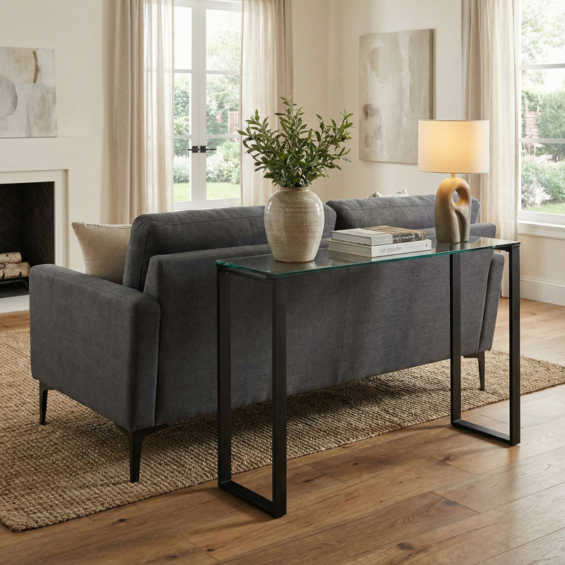 Deann 47.25'' Glass Top Console Table