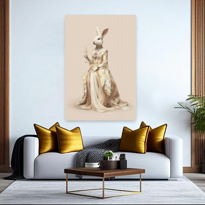 Rabbit In a Haute Couture Dress Surreal Contemporary Rabbit Forest Wall Art Print