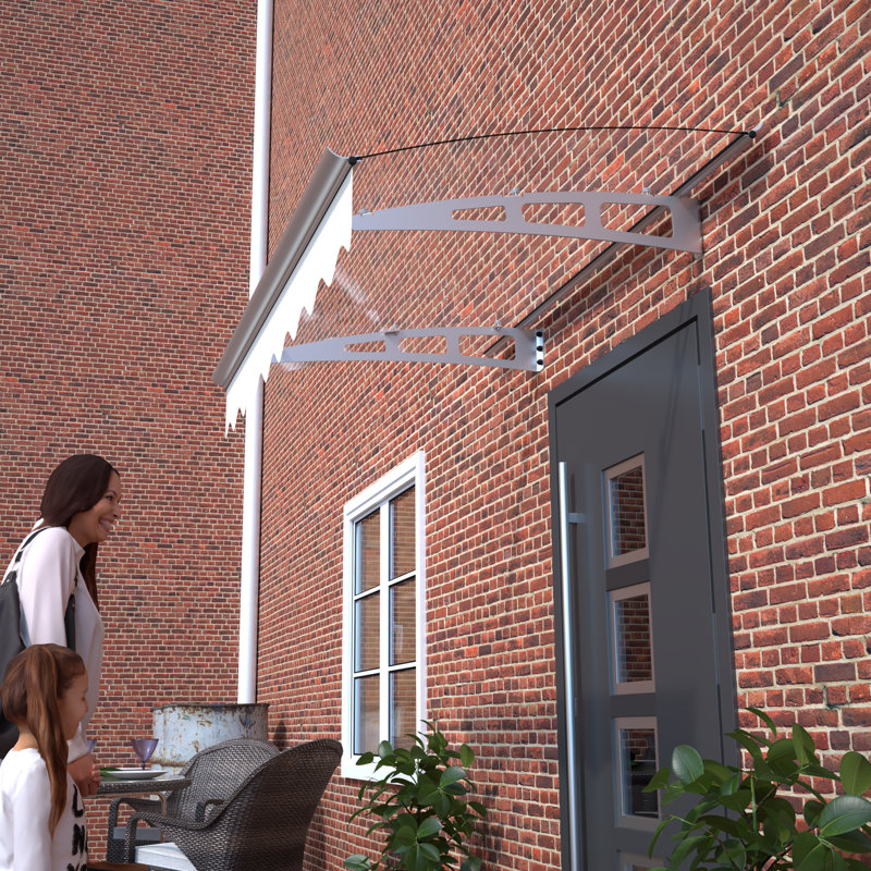 Auvent de fenêtre de qualité supérieure avec feuille en polycarbonate et supports en alliage d'aluminium pour mur en béton