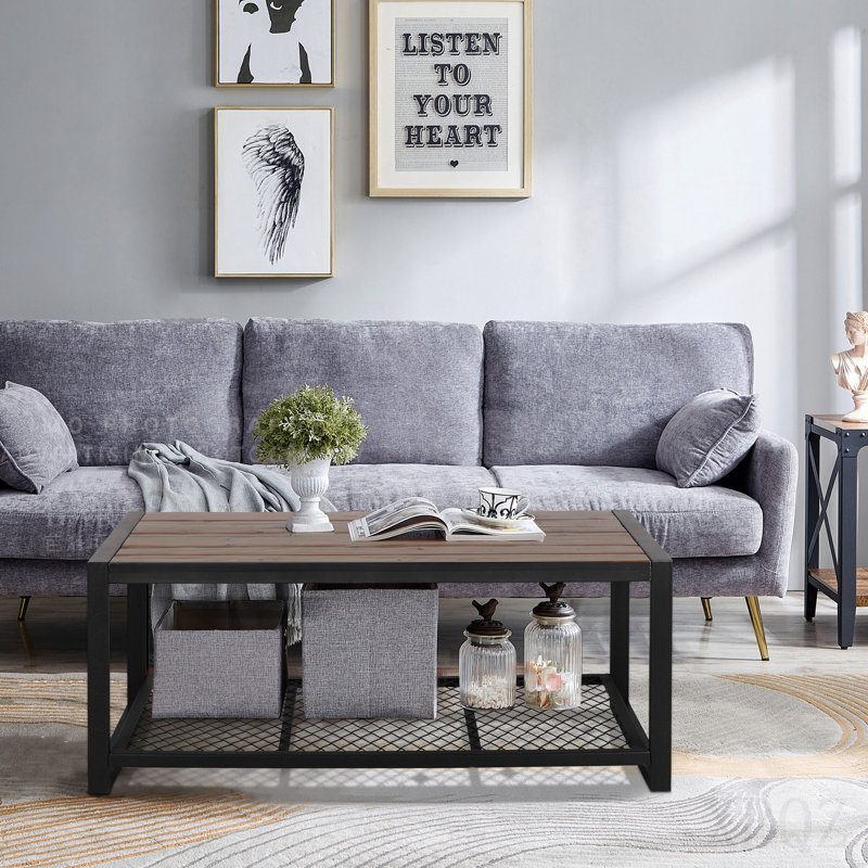 Console de table basse avec une finition en bois naturel récupéré, pour le salon