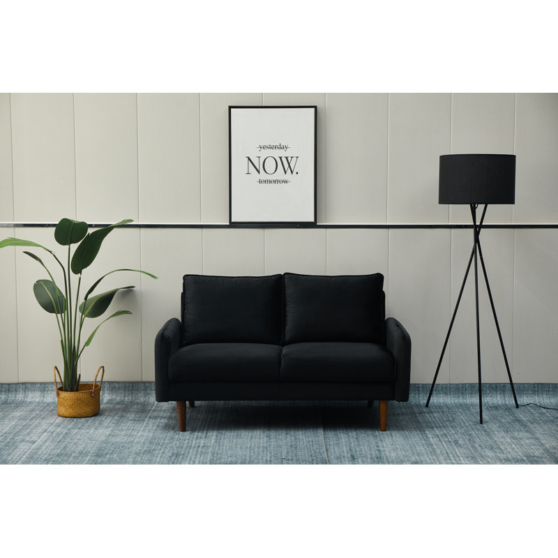 Emteas 57.3'' Velvet Loveseat, Black Velvet
