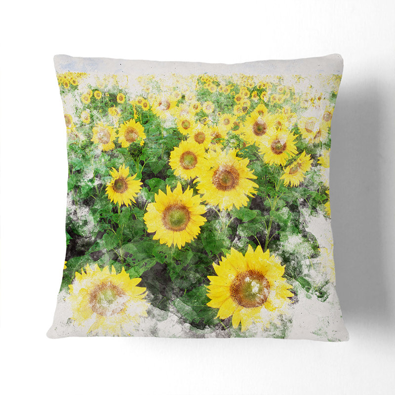 Sunflower Meadow Cushion with Filling, 40cm H x 40cm W x 15cm D