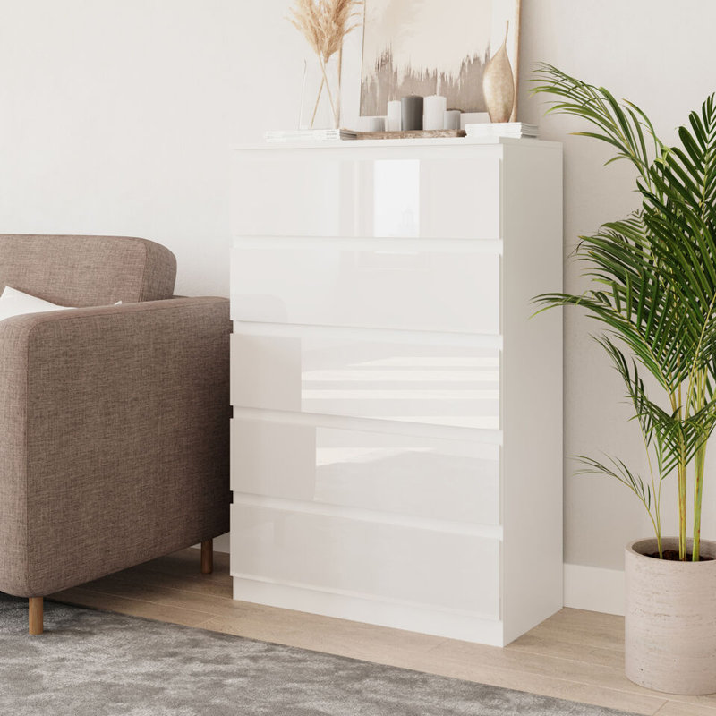 Amardev Wood Rectangle Accent Cabinet, White/White