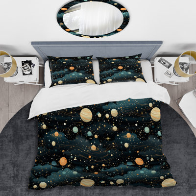 Ensemble de housse de couette géométrique Celestial Constellations Pattern For Teens