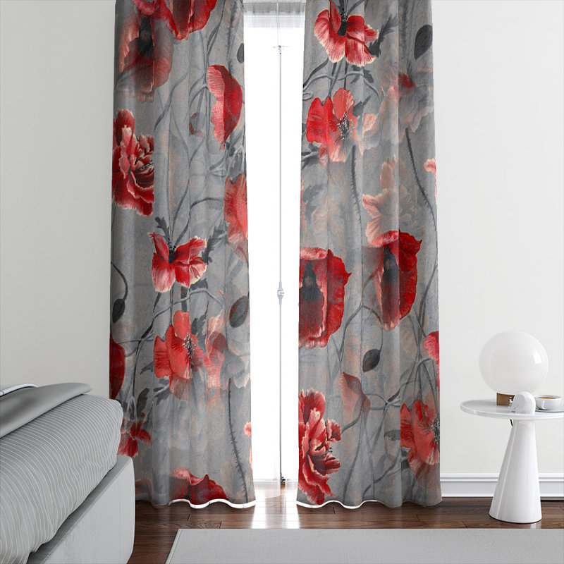 Panneau de rideau floral semi-transparent, L 56 po x L 78 po