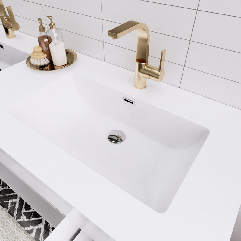 Tenshi 60'' Double Bathroom Vanity with Acrylic Top, Gloss White