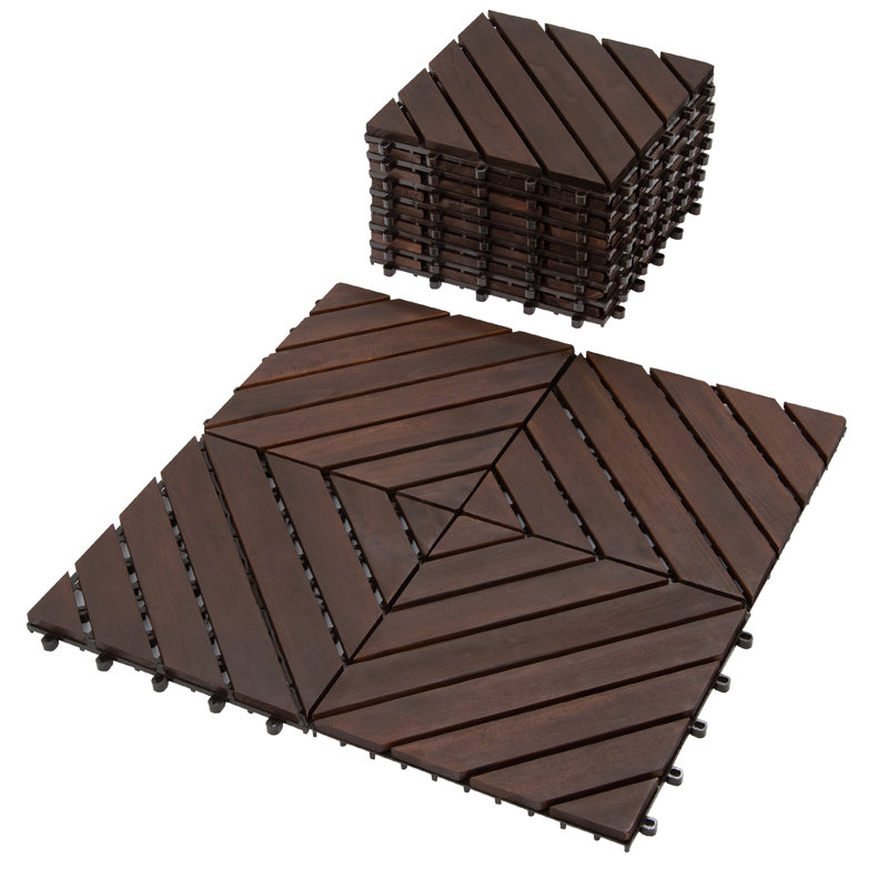 12'' L x 12'' W Wood Interlocking Deck Inward Corner Trim in Brown