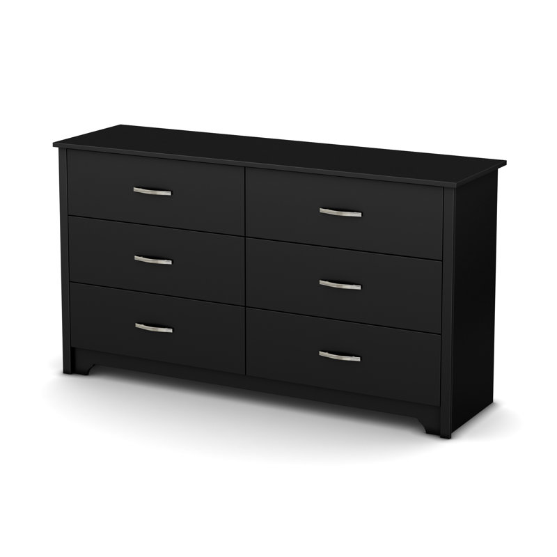 Commode 6 tiroirs Fusion, Noir pur