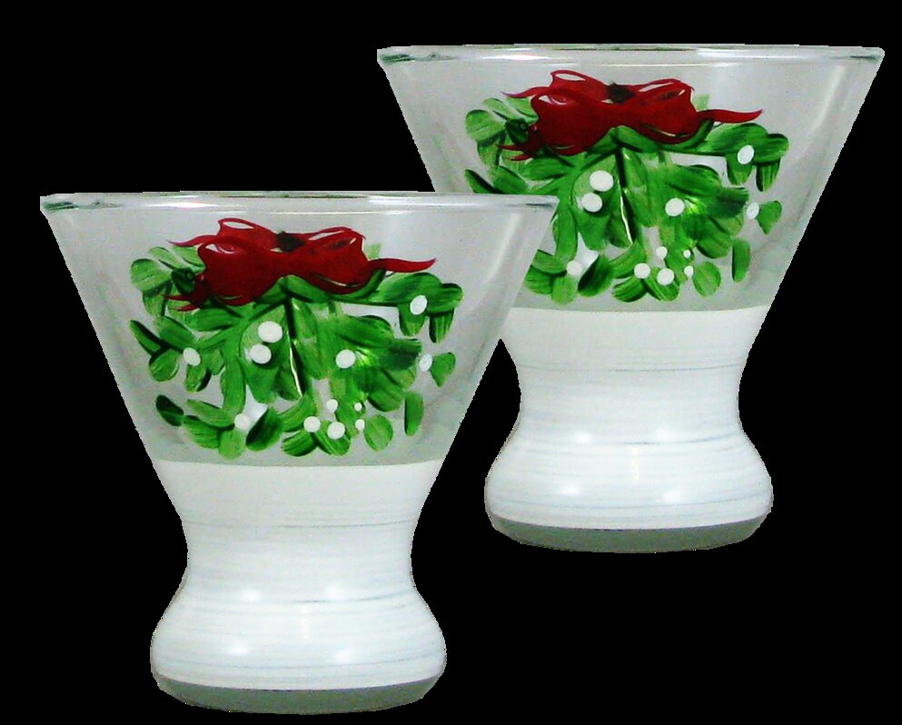 Mistletoe Pine 7 oz. Martini Glass (Set of 2) The Holiday Aisle