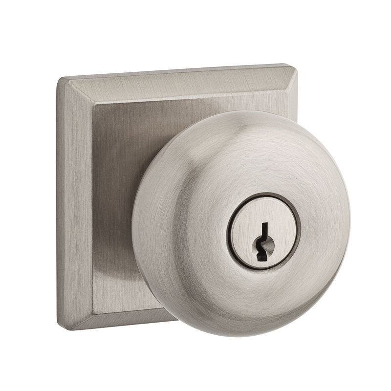 Round Keyed Door Knob, Satin Nickel, Keyed Alike, Yes