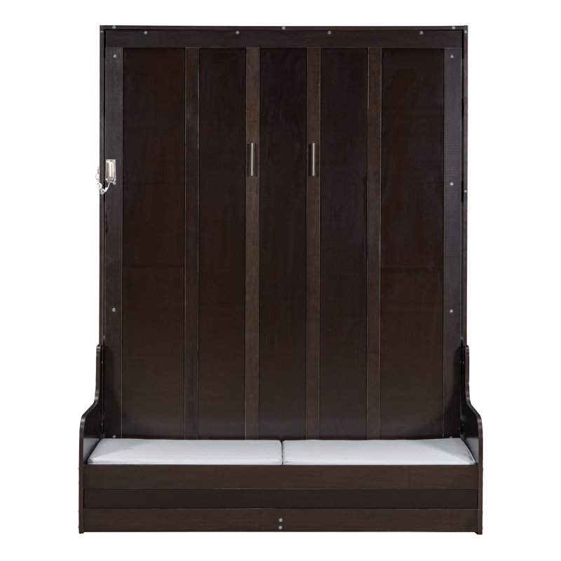 Grand lit escamotable mural avec coussin, espresso