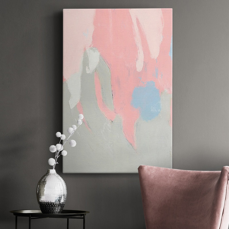 «Blush Abstract I», toile tendue avec châssis de qualité supérieure - prête à être accrochée, H 48 po x l 32 po x P 1 po