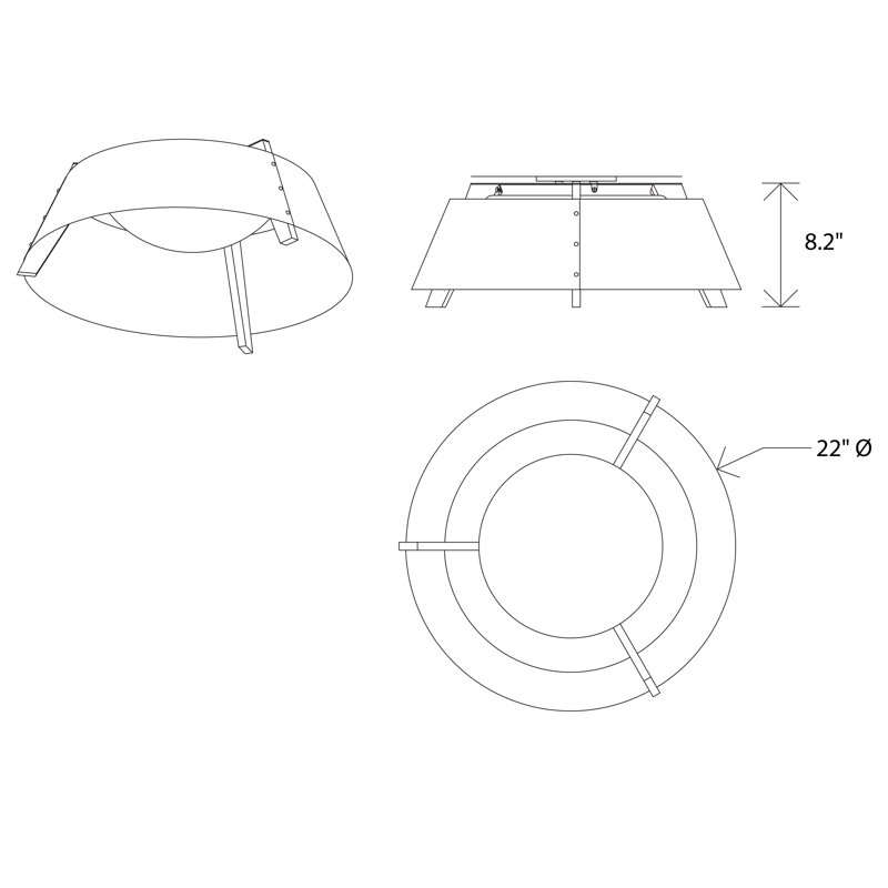 Casia 1 - Light LED Flush Mount, Dark Stained Walnut, Matte Black with Matte White, 3500 K
