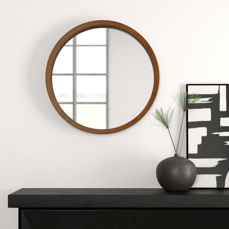 Loftis Solid Wood Mirror, Rustic Brown, 30" x 30"