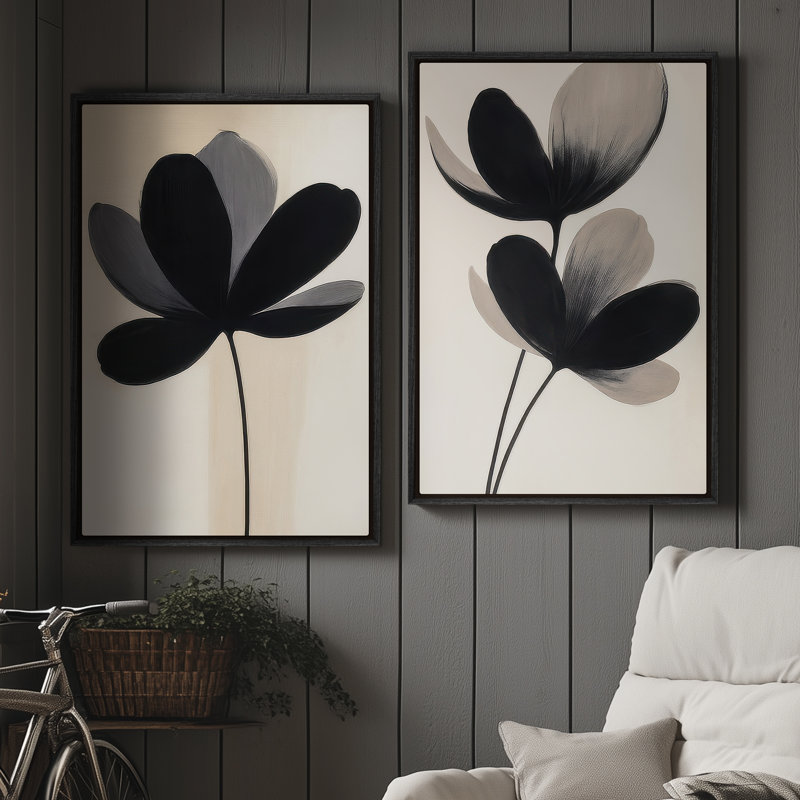 Framed Canvas Wall Art, Vintage Abstract Wall Canvas Prints 24"x36", 36" H x 24" W, Black