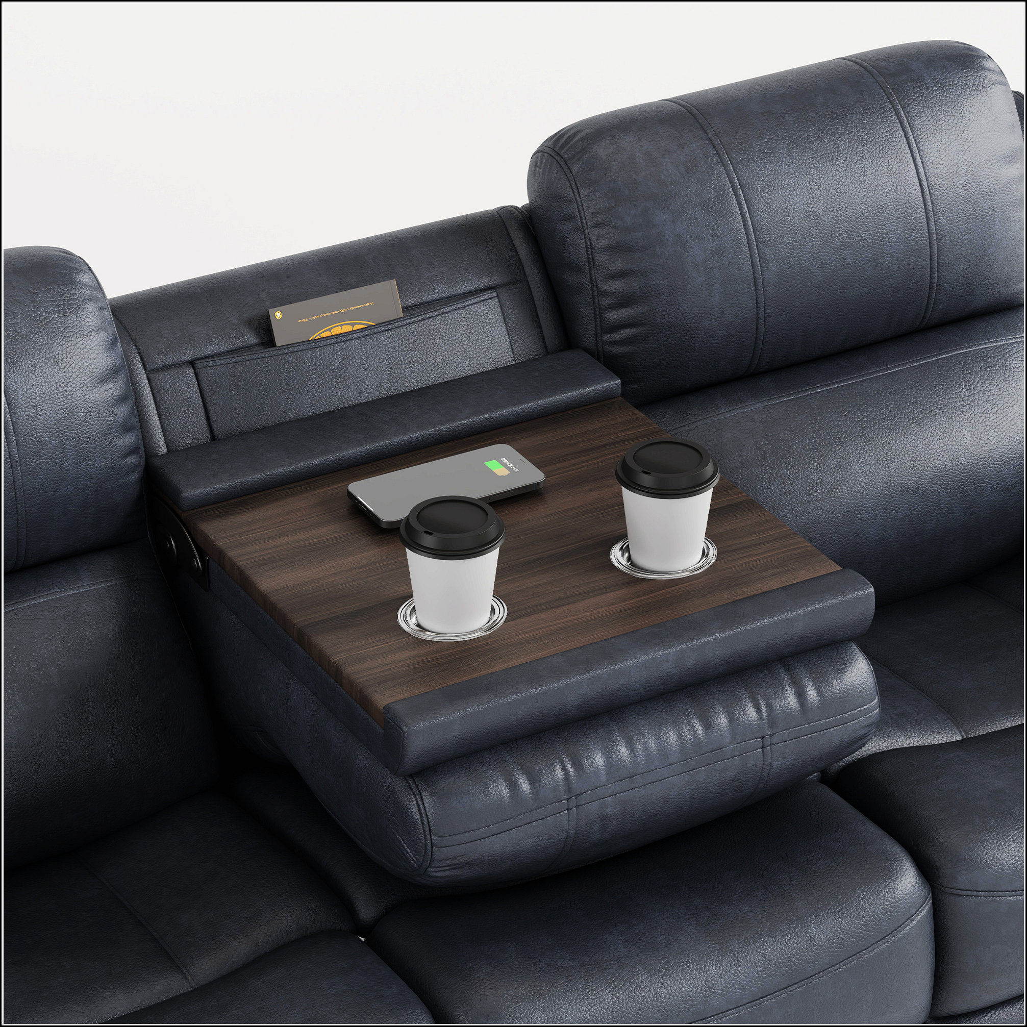 Hokku Designs Breathable Fabric Power Reclining Sofa With Drop Down ...