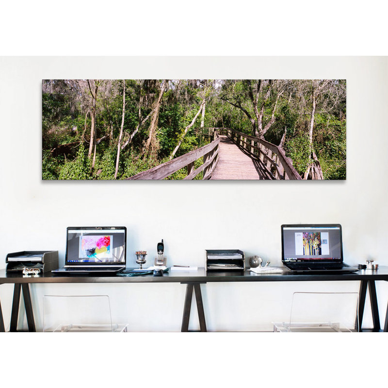 «Boardwalk Passing Through A Forestlettuce Lake Park, Tampa, Hillsborough County, Florida, USA» par Panoramic Images - Estampe numérique sur toile tendue