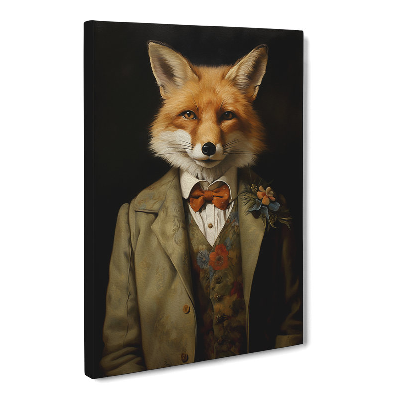Fox Victorian Art - Wrapped Canvas, 60cm H x 40cm W x 3cm D