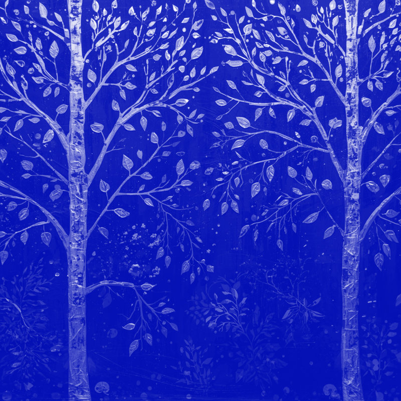 Arbres dorés sur couvertures noires, L 50 po x H 60 po, Medium Blue Light Gray