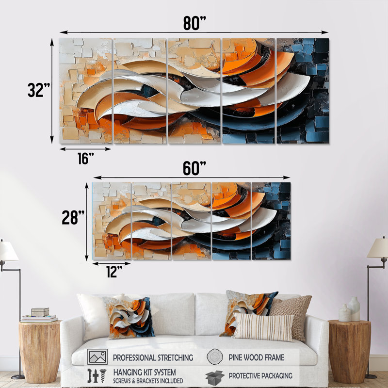 Encre monochrome Echo I - décoration murale cubisme - art mural moderne, H 32 po x l 80 po, 5