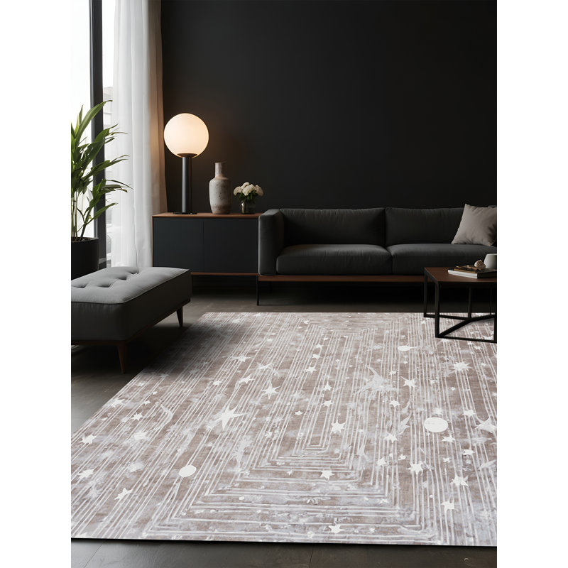 Tapis gris soyeux et moelleux, Carré 8 pi