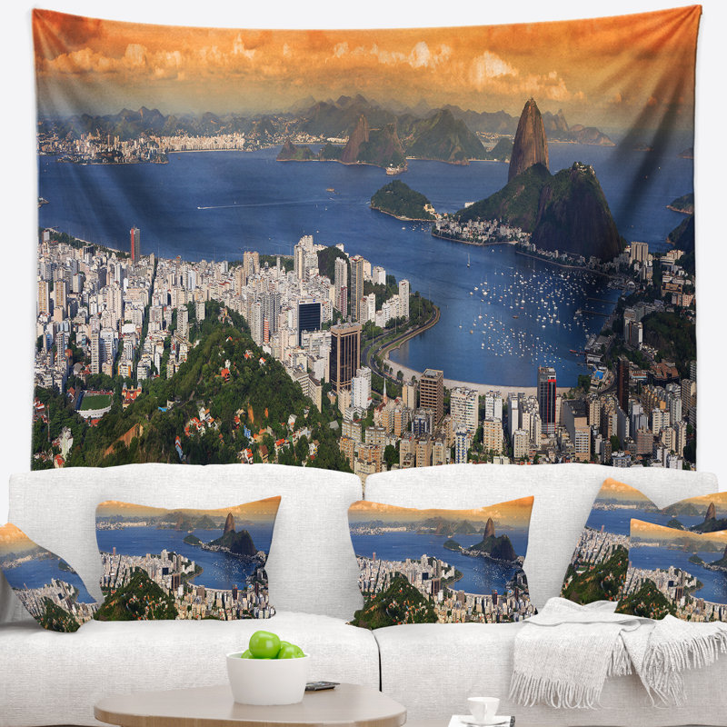 Tapisserie panorama avec accessoires suspendus en polyester rio landscape inclus, H 32 po x l 39 po