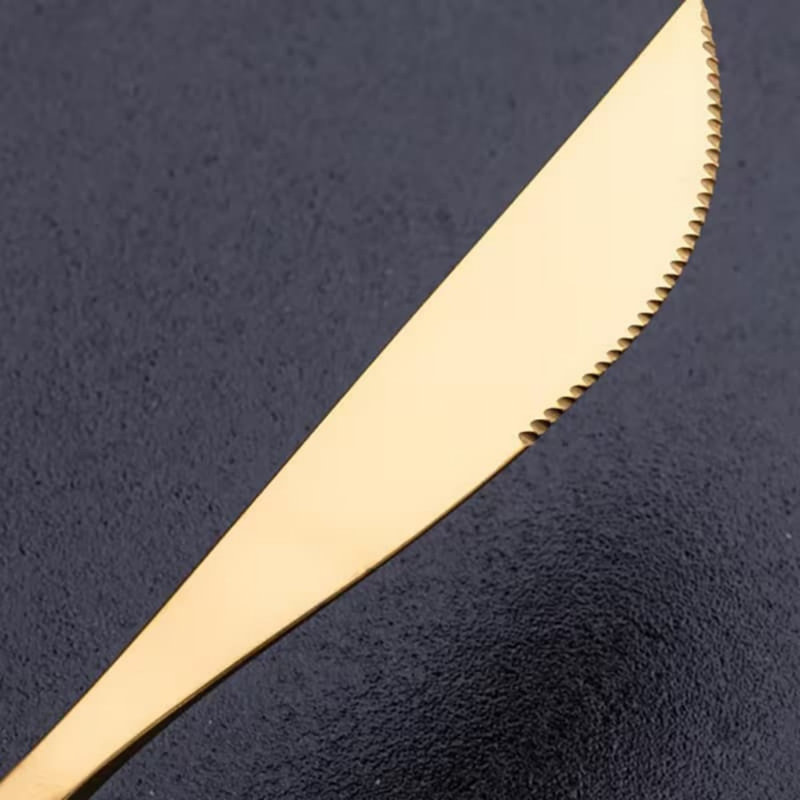 Ensemble de 30 couverts en acier inoxydable noir doré, ensemble de couverts en acier inoxydable doré - Argenterie polie miroir pour les mariages