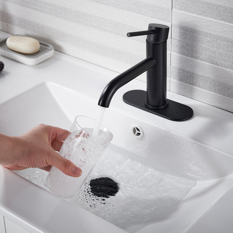 Robinet de salle de bain à une poignée, évier de salle de bain monotrou de luxe avec ensemble de drain de lavabo escamotable et lignes d'alimentation en robinet d'eau