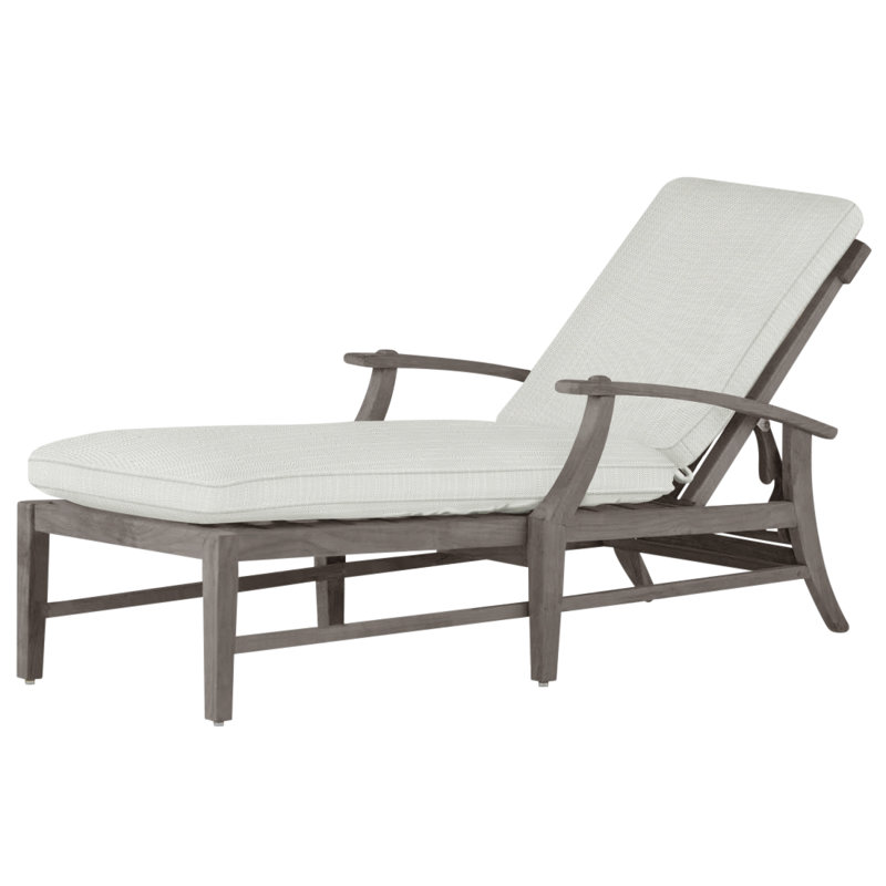 Croquet 66.5" Long Reclining Single Chaise with Cushions, Welt, Verona Silver, Oyster Teak