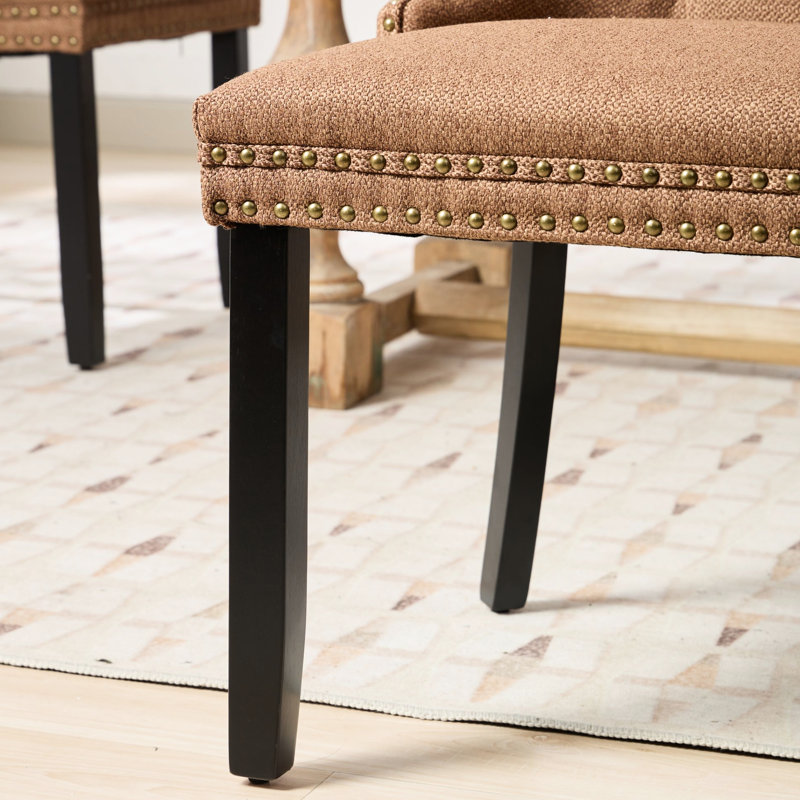 Chaise rembourrée en lin 2, café. Tissu, cadre stable, élégant. Sw6801cf Lin massif bois confortable, décoratif., Café