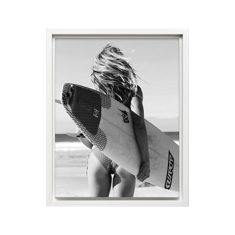 Surfer Girl No2, Canvas, 24"H x 32"W, White Framed