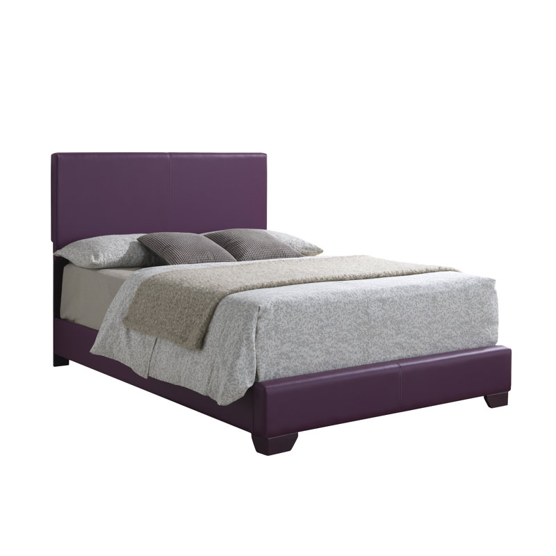 Upholstered Low Profile Standard Bed, King, Purple