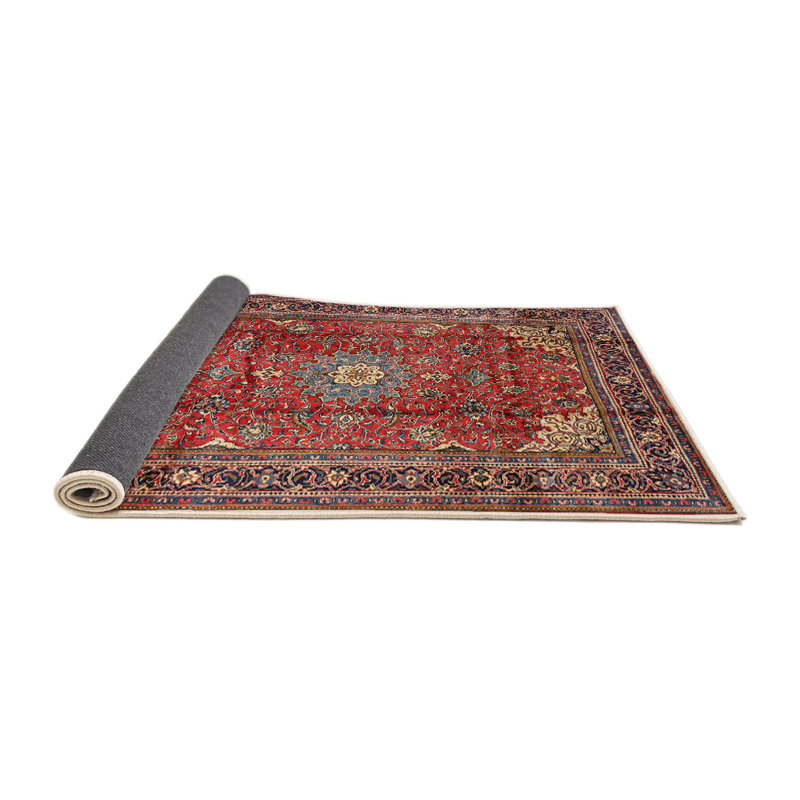 Tapis traditionnel rouge / brun Gadre, Carré 7 pi