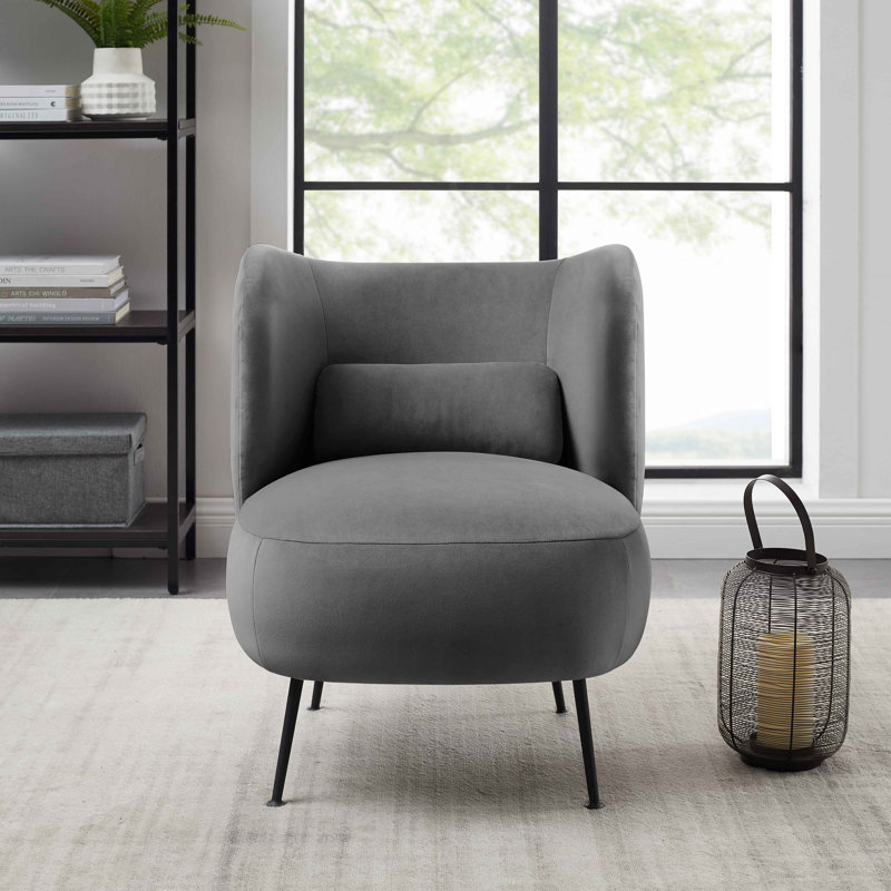 Emiline 61Cm Wide Barrel Chair, Grey Velvet