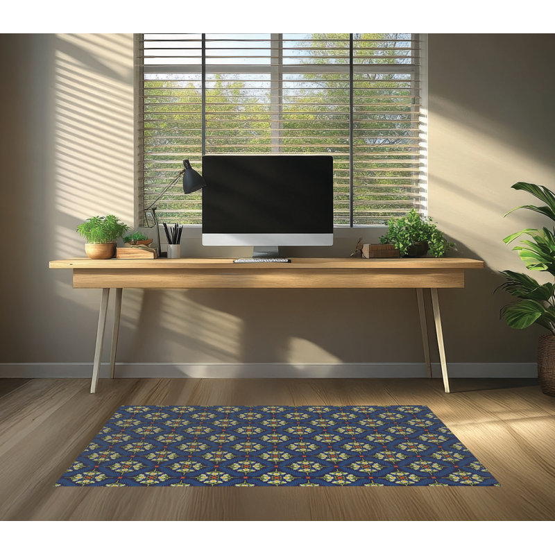 Tapis de chaise de bureau Eden, L 3 pi x L 2 pi, Bleu