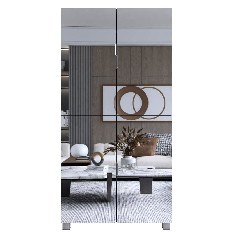 Armoire à chaussures avec 4 portes miroir - rangement de 50 po pour le hall d'entrée